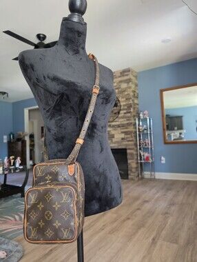 Authentic Louis Vuitton Brown Monogram Canvas Mini Amazon Crossbody Bag